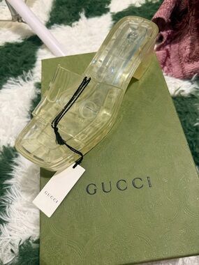 Gucci Translucent Jelly Slide Mule in Pale Yellow